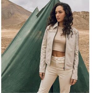 Myra Bag Lambskin Leather  Western Studded Embroidered - Size M - Rodeo Jacket